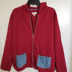 Christopher and Banks burgundy hoodie w jean pockets XL